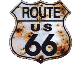 Signs 4 Fun® Metal Garage Sign - Route 66 Weathered Shield