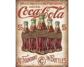 Signs 4 Fun® Metal Garage Sign - Coca-Cola® 5 Bottles