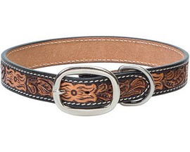 Weaver Equine® Floral Tooled Leather Dog Collar - 3/4 in.