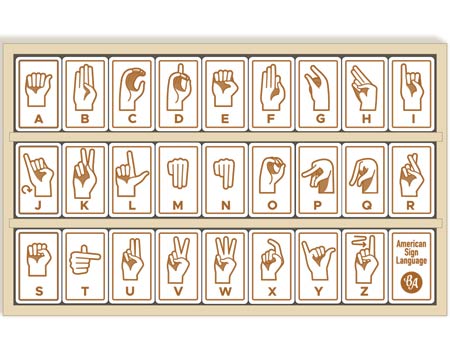 BeginAgain® Sign Language Alphabet Wooden Tiles