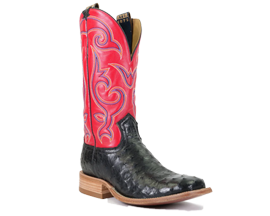 Hyer Men's 13" Jetmore Ostrich  Western Boot in Black/Red