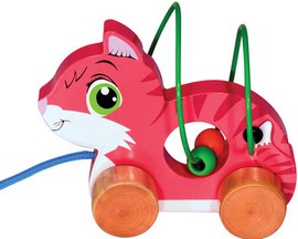 House of Marbles® Wooden Bead Maze Pull-Along Toy - Kitty