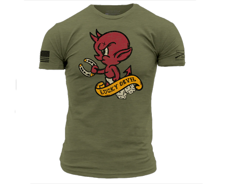 Gruntstyle Men's LUCKY DEVIL T-SHIRT - MILITARY GREEN