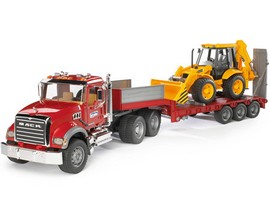 Bruder® Mack® Granite Flatbed Truck with JCB® Loader Backhoe