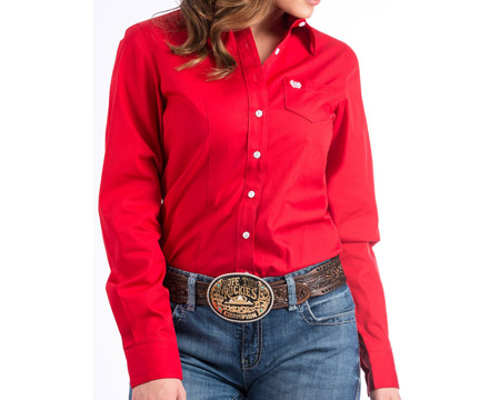 Cinch® Women's Button-Down Long Sleeve Western Shirt - Solid Red