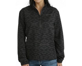 Cinch® Women's 1/2 Zip Geometric Windbreaker Jacket - Black