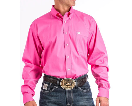 Cinch® Men's Button-Down Long Sleeve Western Shirt - Solid Pink