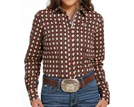 Cinch® Women's Southwest Print Button-Down Long Sleeve Western Shirt - Navy