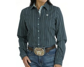 Cinch® Women's Geometric Print Button-Down Long Sleeve Western Shirt - Blue