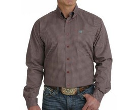 Cinch® Men's Modern Fit Button-Down Long Sleeve Western Shirt - Burgundy & Green