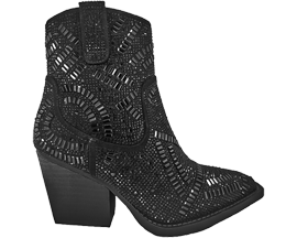 Very G Women's Maze Black on Black Rhinestone Ankle Boots