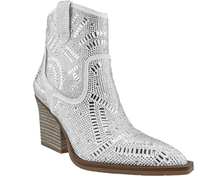 Very G Women's Maze Crystal on White Ankle Boots