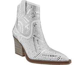 Very G Women's Maze Crystal on White Ankle Boots