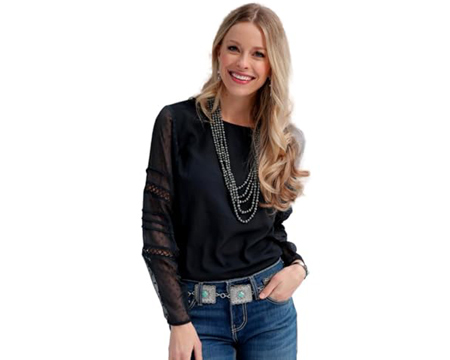 Cinch® Women's Cruel Girl Long Sleeve Georgette Blouse - Black