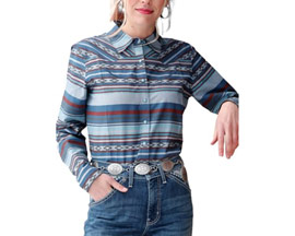 Cinch® Women's Cruel Girl™ Western Stripe Snap Shirt - Navy