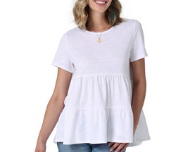 Wrangler® Women's Essential tiered Babydoll Tee - White