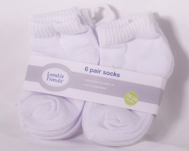 BabyVision® 6-pack Luvable Friends Newborn Baby Socks Set - White
