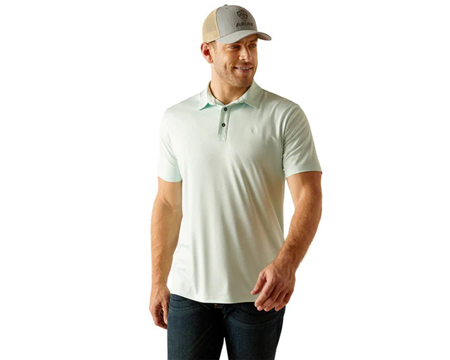 Ariat®  Men's Charger 2.0 Fitted Polo Shirt - Bleached Aqua