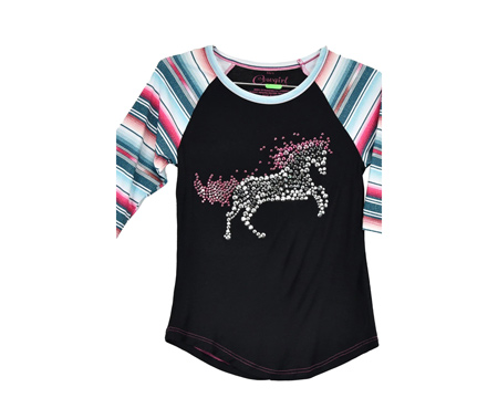 Cowboy Swagger® Cowgirl Hardware Horse Serape Raglan - Black