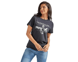 Wrangler® Women's Graphic T-Shirt Western Bucking Horse - Black