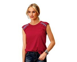 Roper® Women's Solid Poplin Tie Front Shirt - Red