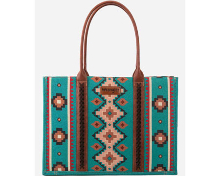 Wrangler® Women's Aztec Canvas Tote - Turquoise