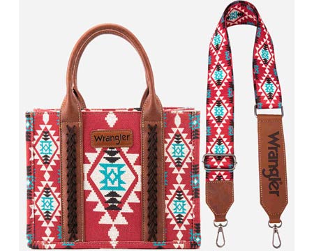 Wrangler® Women's Aztec Crossbody Canvas Tote - Burgundy