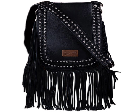 Wrangler® Women's Rivets Fringe Concealed Carry Crossbody Bag - Black