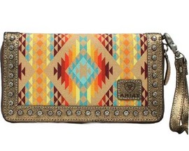 Ariat® Women's Cruiser Matcher Western Clutch - Copper Metallic Rainbow Blanket