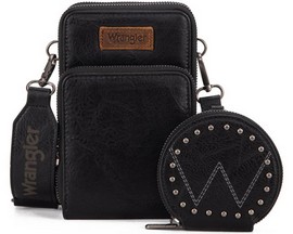 Wrangler® Women's Crossbody Cell Phone Purse with Coin Pouch - Black