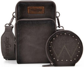 Wrangler® Women's Crossbody Cell Phone Purse with Coin Pouch - Brown