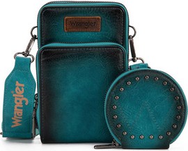 Wrangler® Women's Crossbody Cell Phone Purse with Coin Pouch - Turquoise