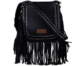 Wrangler® Women's Rivets Fringe Concealed Carry Crossbody Bag - Black