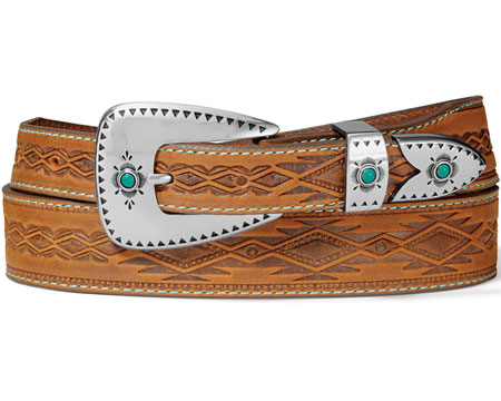 Tony Lama® Women's Dakota Southwestern Embossed Western Belt - Brown