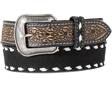 3D® Men's Roughout Buck Lace Western Belt - Black