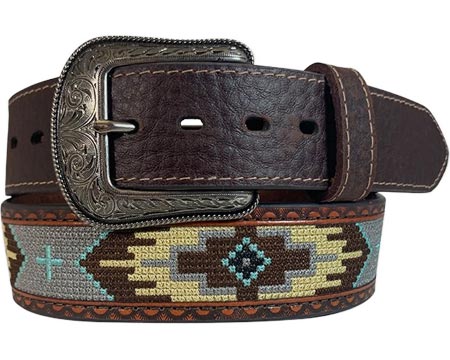 Gem Dandy® Men's Aztec Embroidered Western Belt - Brown