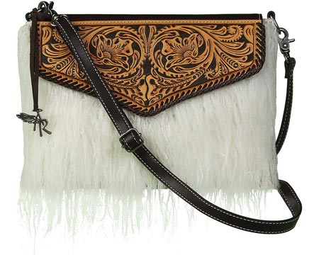 Angel Ranch® Women's Angora Crossbody Bag - Floral Tooled