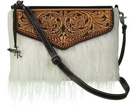 Angel Ranch® Women's Angora Crossbody Bag - Floral Tooled