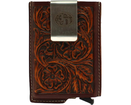 3D® Men's Smart Utility Leather Wallet - Brown Floral