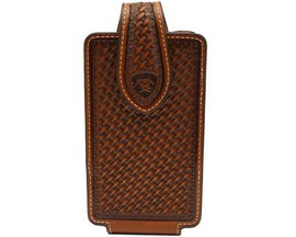 Ariat® Basketweave Embossed Leather Cell Phone Case - Brown