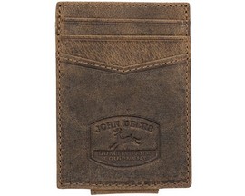 John Deere® Men's Genuine Leather Magnetic Money Clip - Brown