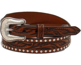 Nocona® Women's Floral Embossed Studded Western Belt - Brown