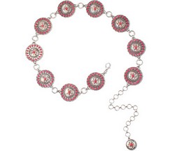 Nocona® Women's Round Concho Chain Belt - Silver & Pink