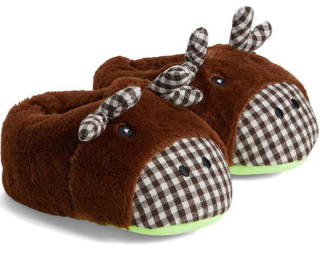 Western Chief® Kid's Cozy Moose Slippers - Brown