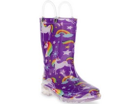 Western Chief® Kid's Rainbow Unicorn Lighted Rubber Rain Boots - Purple