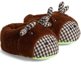 Western Chief® Kid's Cozy Moose Slippers - Brown