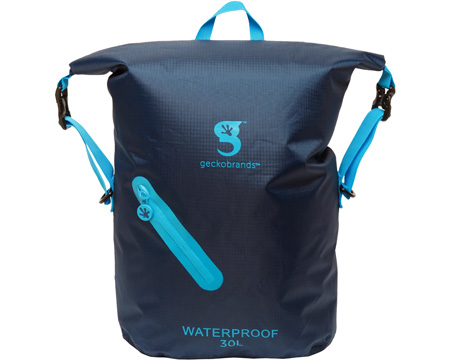 GeckoBrands® Waterproof Lightweight 30L Backpack - Navy & Neon Blue