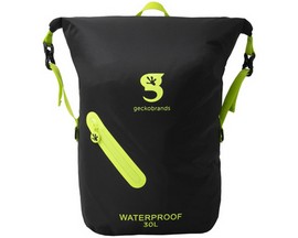 GeckoBrands® Waterproof Lightweight 30L Backpack - Black & Neon Green