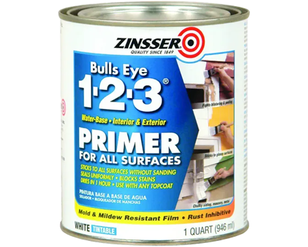 Zinsser  Bulls Eye 1-2-3 White  Water Based Primer - Quart