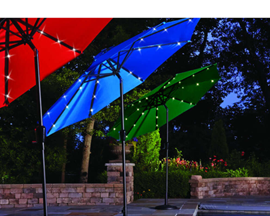 Living Accents® 9 ft. Lighted Solar Market Patio Umbrella - Royal Blue